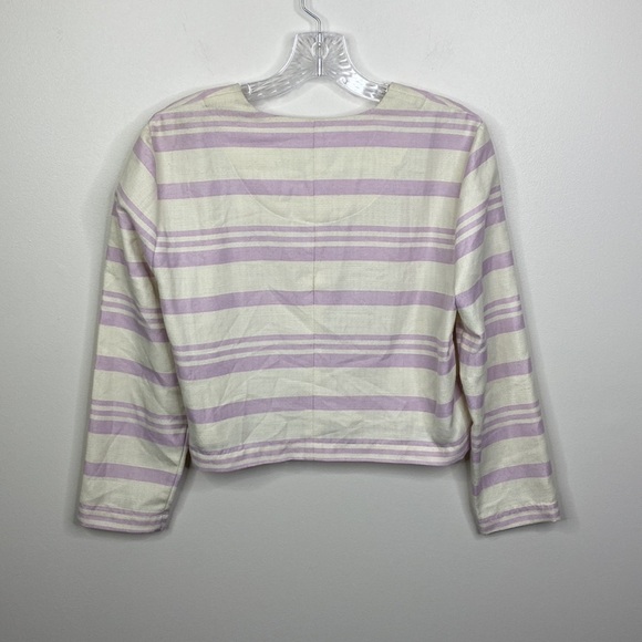 Cupcakes & Cashmere Purple and Cream Striped Cropped Zip Jacket NWT - Picture 9 of 10